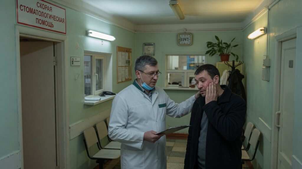 Дежурный стоматолог принимает пациента с ночной зубной болью