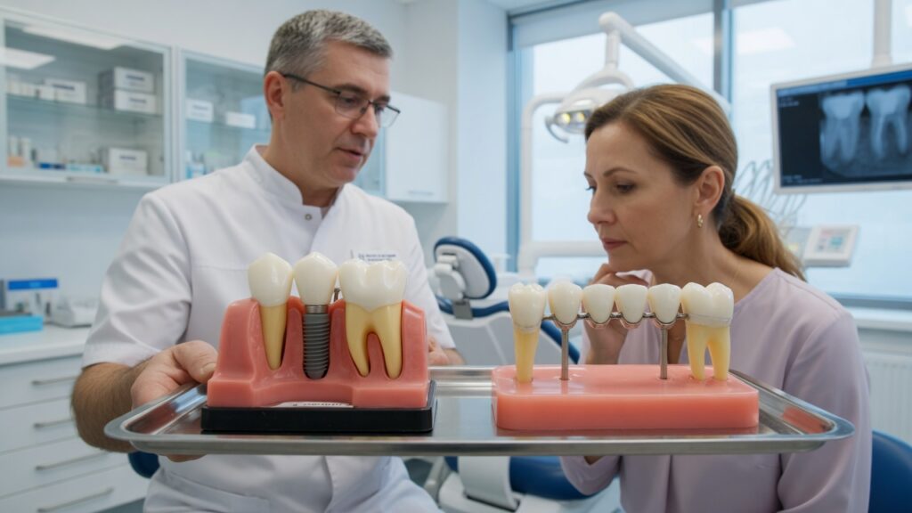 Консультация: имплант или мост при одном отсутствующем зубе