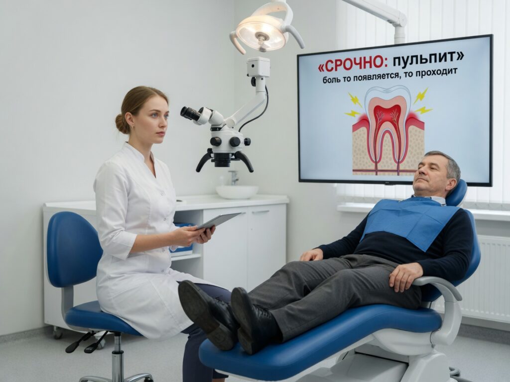 Боль то появляется то исчезает: срочный приём при пульпите